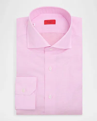 Isaia Men & Apos;s Cotton And Linen Solid Dress Shirt In Pink