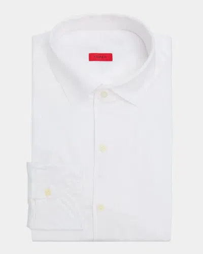 Isaia Men & Apos;s Cotton And Linen Solid Dress Shirt In White