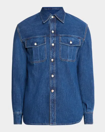 Isaia Men & Apos;s Denim Button-down Shirt In Blue