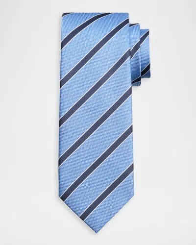 Isaia Men & Apos;s Diagonal Stripe Silk Tie In Blue