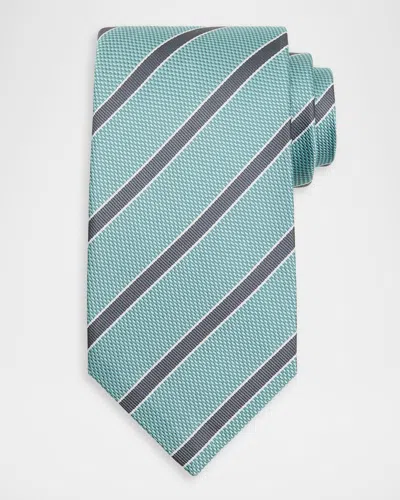 Isaia Men & Apos;s Diagonal Stripe Silk Tie In Green