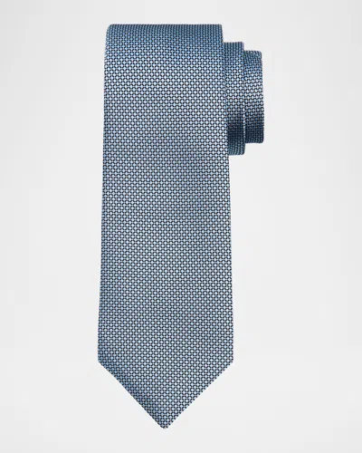 Isaia Men & Apos;s Diamond-print Silk Tie In Blue