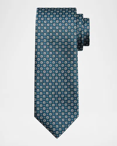 Isaia Men & Apos;s Floral Silk Tie In Blue