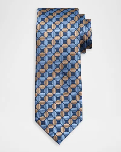 Isaia Men & Apos;s Geometric Silk Tie In Blue
