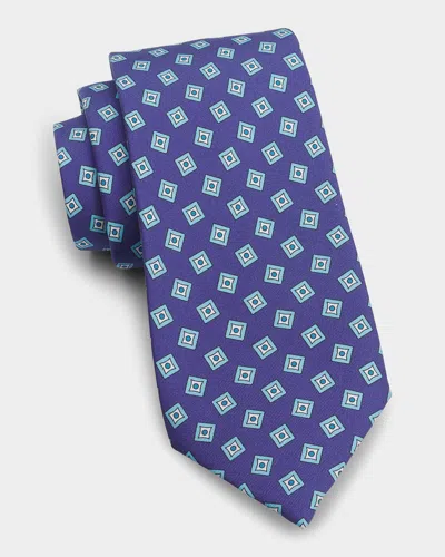 Isaia Men & Apos;s Geometric Silk Tie In Blue
