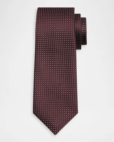 Isaia Men & Apos;s Geometric Silk Tie In Burgundy