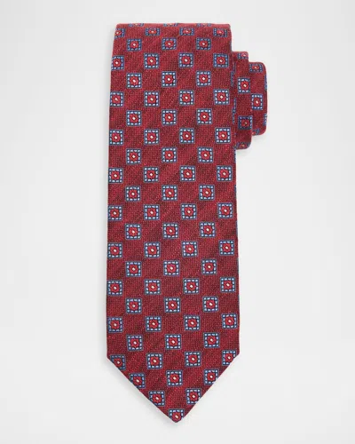 Isaia Men & Apos;s Geometric Silk Tie In Burgundy