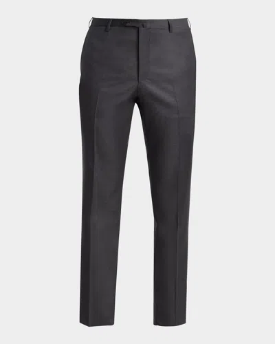 Isaia Men & Apos;s Gregory Basic Wool Trousers In Dark Grey