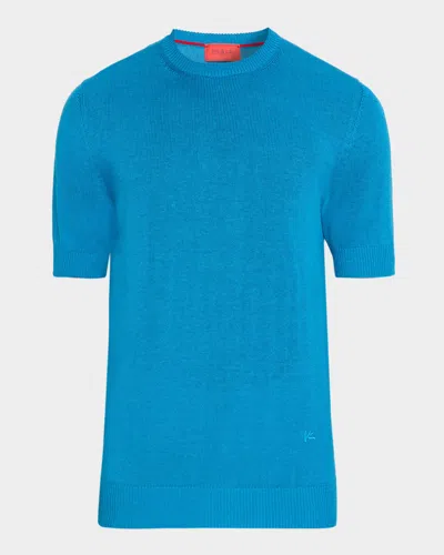 Isaia Men & Apos;s Linen-silk Short-sleeve Shirt, Teal In Blue