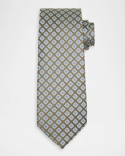 Isaia Men & Apos;s Medallion Silk Tie In Green