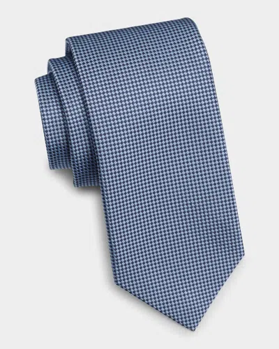 Isaia Men & Apos;s Micro-check Silk Tie In Blue