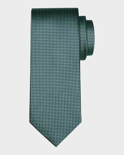 Isaia Men & Apos;s Micro-check Silk Tie In Green