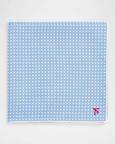 Isaia Men & Apos;s Polka Dot Silk Pocket Square In Blue