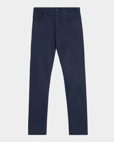Isaia Men & Apos;s Slim-fit Cotton-cashmere Pants In Blue