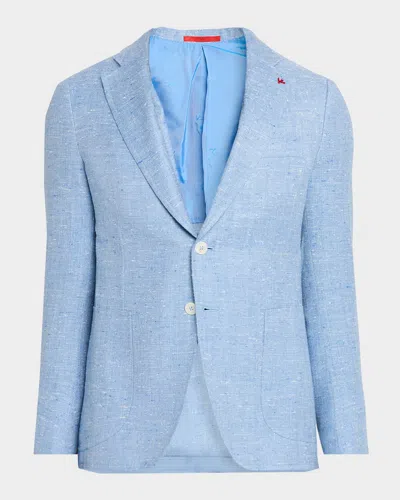 Isaia Men & Apos;s Summer Donegal Single-breasted Sport Coat In Blue