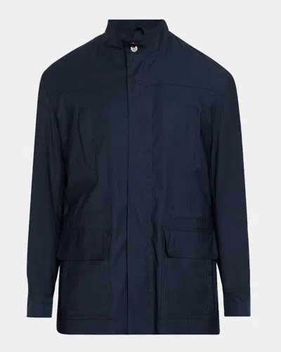 Isaia Wool-blend Jacket In Green