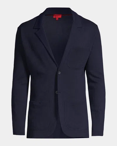 Isaia Men & Apos;s Wool-blend Sweater Jacket In Blue