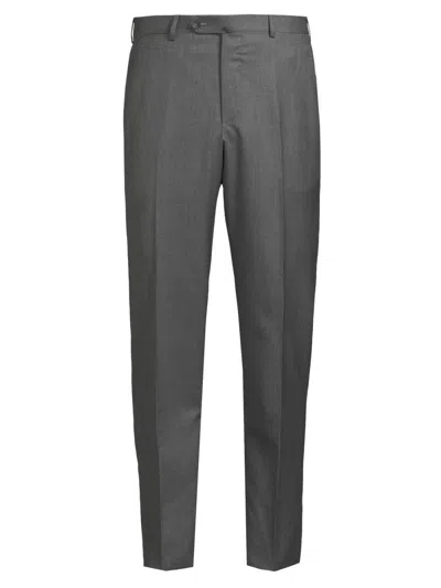 Isaia Men's Basic Extended-tab Wool Trousers In Gray