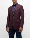 Isaia Men's Burgundy Plaid Check Sports Jacket In Purple