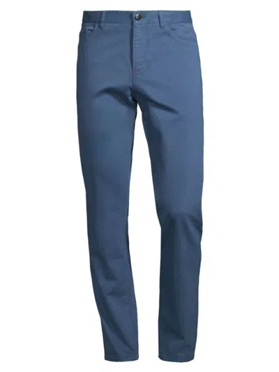 Isaia Men's Cash Cotton Comfort Five-pocket Slim-fit Pants In Blue
