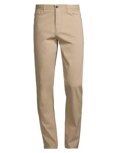 Isaia Men's Cash Cotton Comfort Five-pocket Slim-fit Pants In Medium Beige