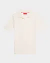 Isaia Men's Cashmere And Silk Johnny-collar Polo Sweater In Open White