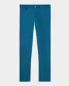 Isaia Men's Cashmere-cotton Slim 5-pocket Pants In Bright Gre