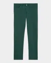 Isaia Men's Cashmere-cotton Slim 5-pocket Pants In Dark Green