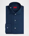 Isaia Men's Chambray Spread Collar Sport Shirt In Blue