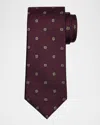 Isaia Men's Chevron Tossed Squares Silk Tie In Dark Purpl