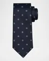 Isaia Men's Chevron Tossed Squares Silk Tie In Navy