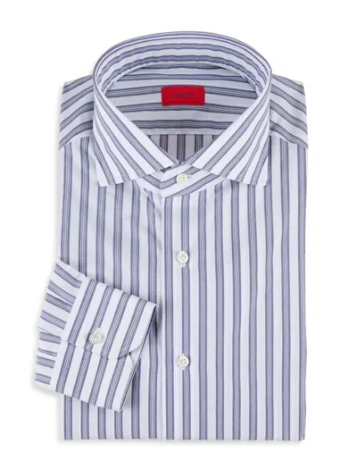 Isaia Men's Classic Striped Italian Button-front Shirt In Blue