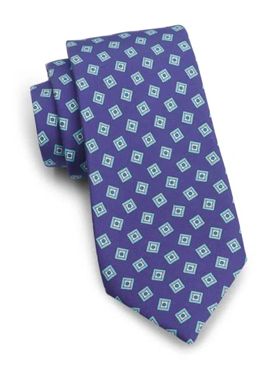 Isaia Men's Concentric Grid Silk Tie In Blue