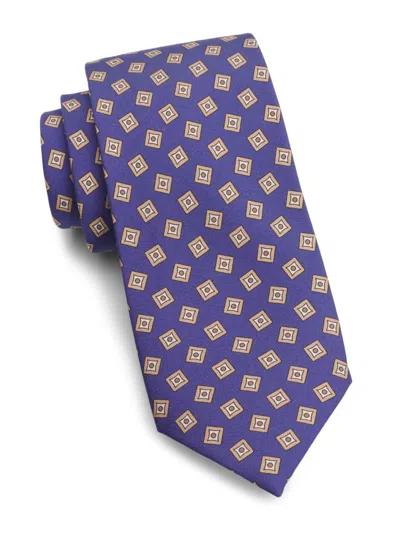 Isaia Men's Concentric Grid Silk Tie In Blue