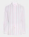 Isaia Men's Cotton And Linen Stripe Casual Button-down Shirt In Whitepink