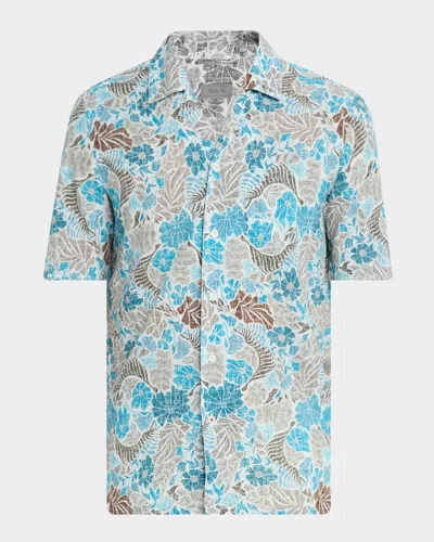 Isaia Men's Cotton Floral Camp Shirt In Miscellane