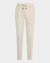 Isaia Men's Cotton-linen Drawstring Pants In Light Brow
