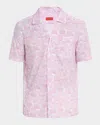 Isaia Men's Cotton Umbrella-print Camp Shirt In White/pink