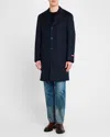 Isaia Men's Double-face Cashmere Topcoat In Navy