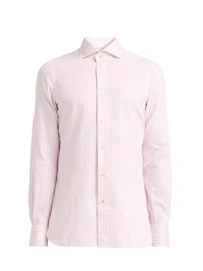 Isaia Men's Faded Bengal Stripe Cotton Shirt In Pink