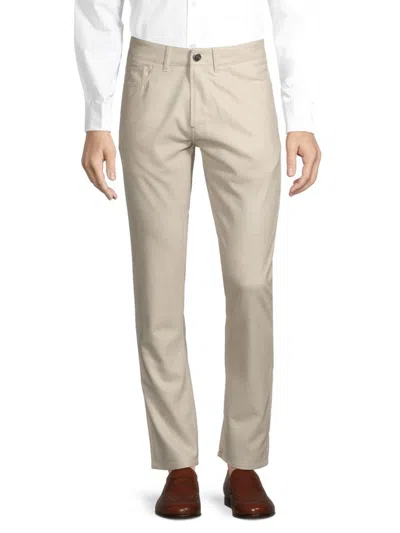 Isaia Men's Five Pocket Wool Trousers In White