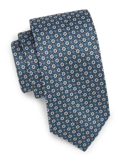 Isaia Men's Floral Foulard Silk Tie In Blue