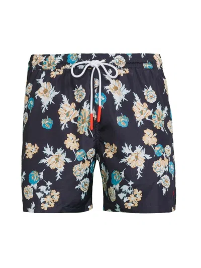 Isaia Men's Floral Print Swim Trunks In Navy Floral