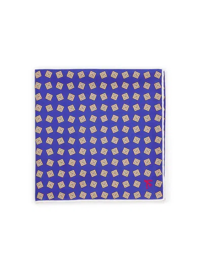 Isaia Men's Foulard Square Silk Pocket Square In Blue