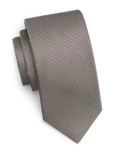 Isaia Men's Geometric Silk Tie In Brown