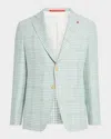 Isaia Men's Graph Check Sport Coat In Open White