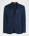 Isaia Men's Houndstooth Wool-blend Jersey Blazer In Blue