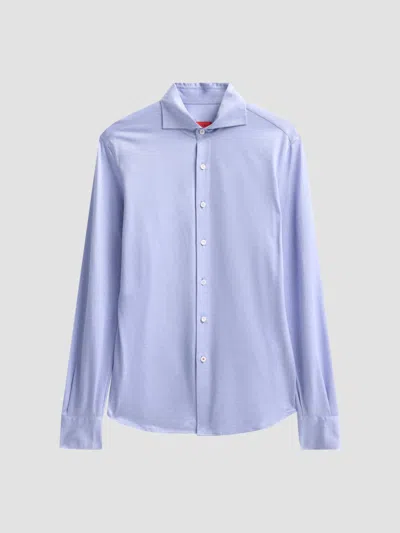 Isaia Men's Jersey Long-sleeve Shirt In Blue