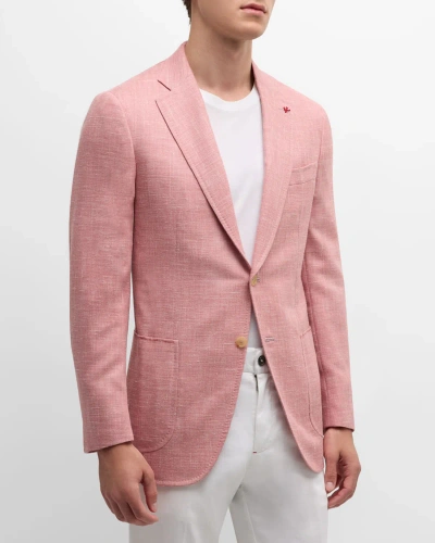 Isaia Men's Linen-blend Blazer In Light Pink