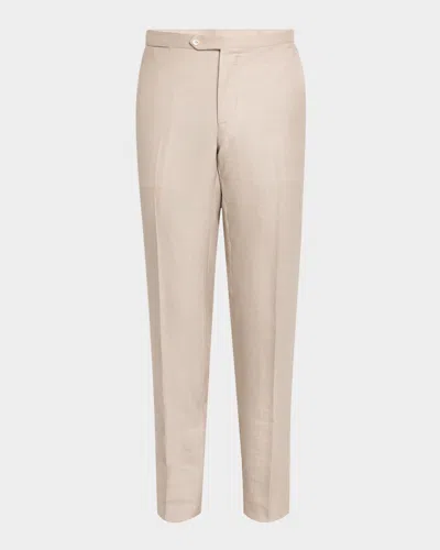 Isaia Men's Luxe Twill Pants With Side Tabs In White
